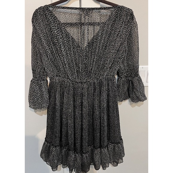 Nico La Black White Chiffon Lined Dress Womens Medium - Picture 4 of 4